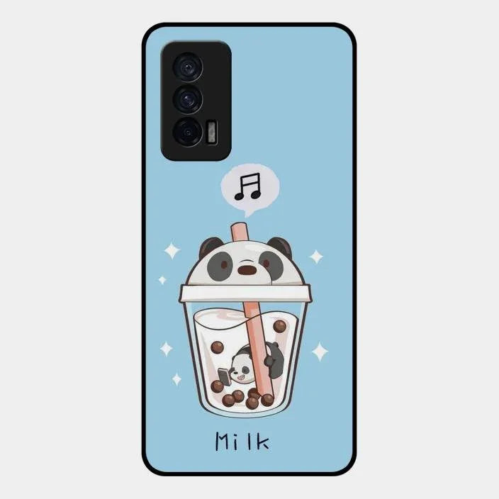 Cartoon Milk Tea We Bare Bears Glossy Metal Case Cover For Iqoo 7 5G