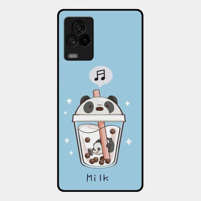 Cartoon Milk Tea We Bare Bears Glossy Metal Case Cover For Iqoo 7 Legend 5G