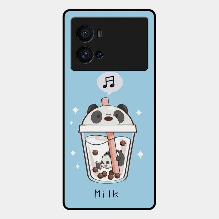 Cartoon Milk Tea We Bare Bears Glossy Metal Case Cover For Iqoo 9 Pro 5G
