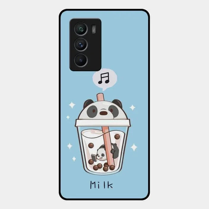 Cartoon Milk Tea We Bare Bears Glossy Metal Case Cover For Iqoo 9 Se 5G