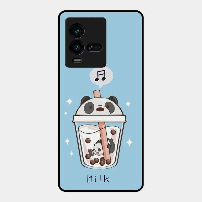 Cartoon Milk Tea We Bare Bears Glossy Metal Case Cover For Iqoo 9T 5G