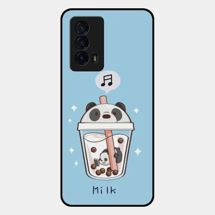 Cartoon Milk Tea We Bare Bears Glossy Metal Case Cover For Iqoo Z5 5G