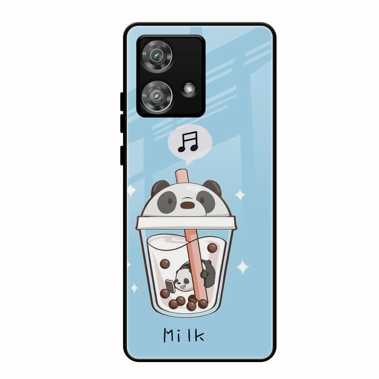 Cartoon Milk Tea We Bare Bears Glossy Metal Case Cover For Motorola Edge 40 5G
