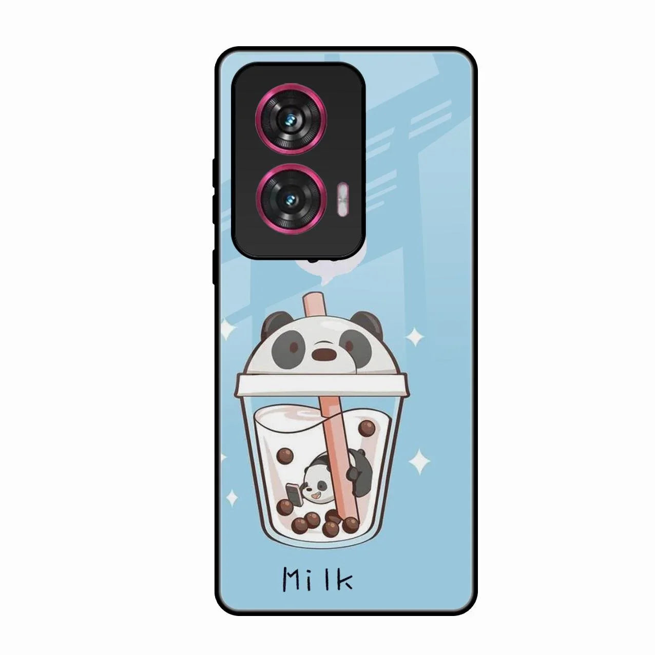 Cartoon Milk Tea We Bare Bears Glossy Metal Case Cover For Motorola Edge 50 Fusion 5G