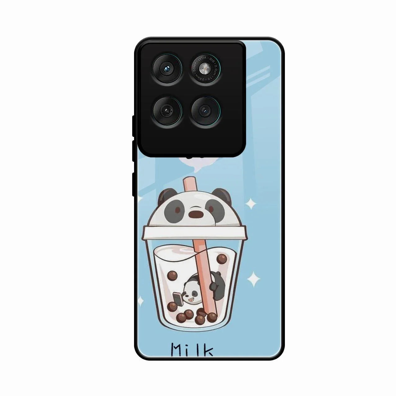 Cartoon Milk Tea We Bare Bears Glossy Metal Case Cover For Motorola Edge 60 Pro 5G