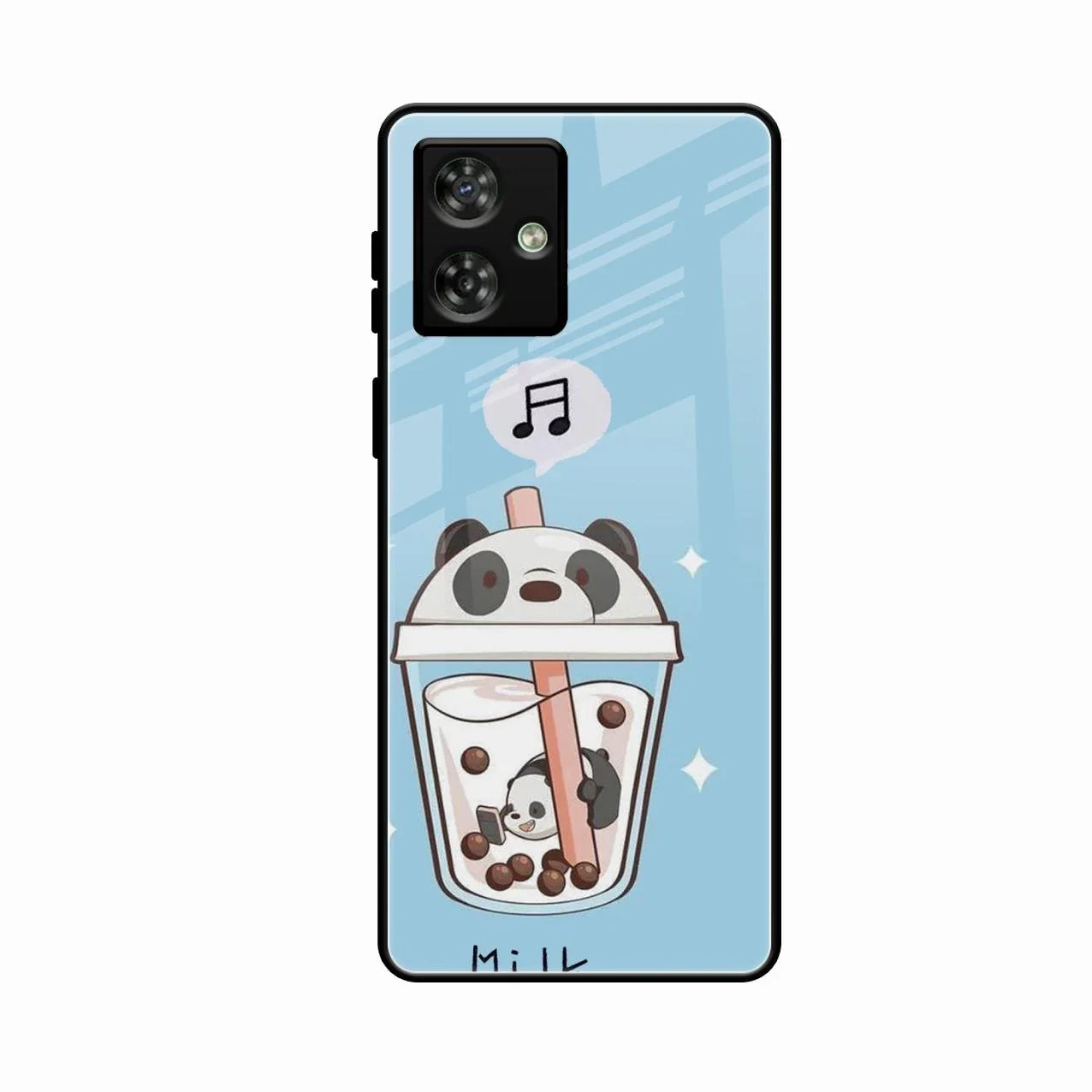 Cartoon Milk Tea We Bare Bears Glossy Metal Case Cover For Motorola G64 5G