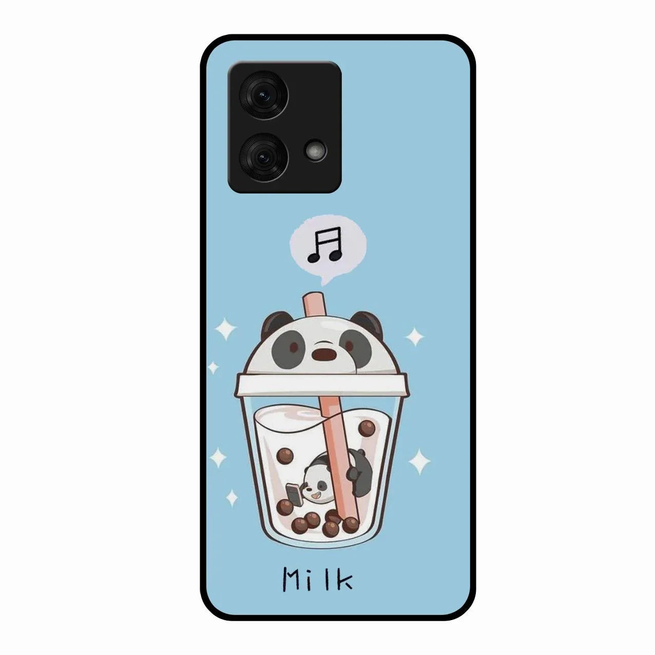 Cartoon Milk Tea We Bare Bears Glossy Metal Case Cover For Motorola g84 5G