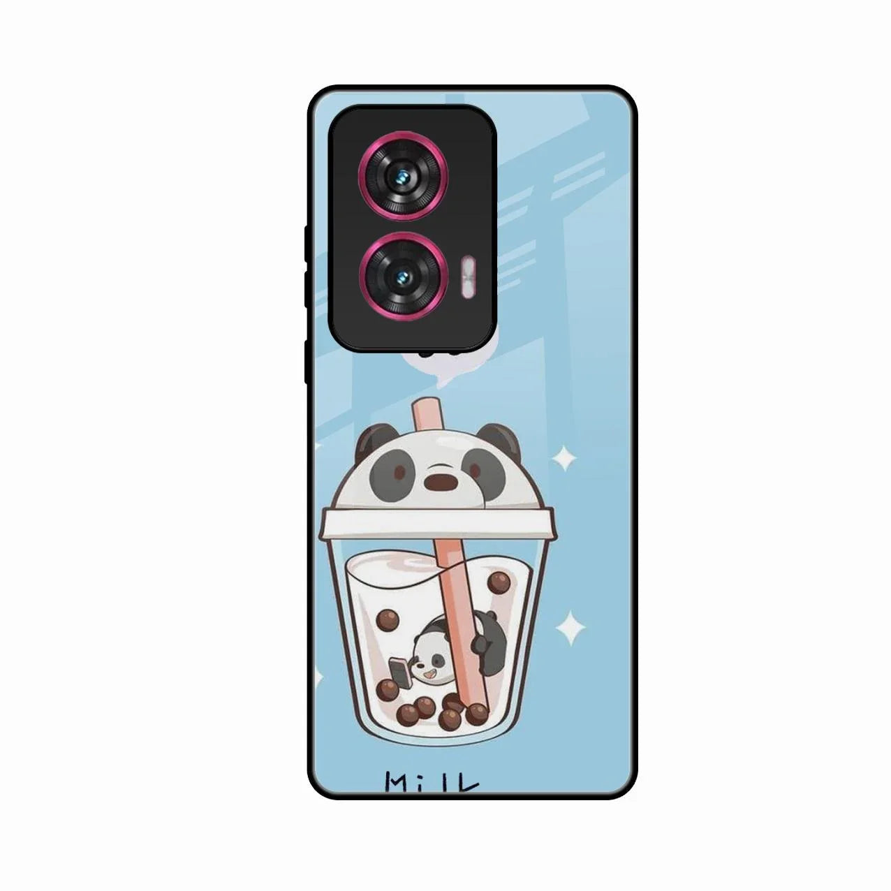 Cartoon Milk Tea We Bare Bears Glossy Metal Case Cover For Motorola G96 5G