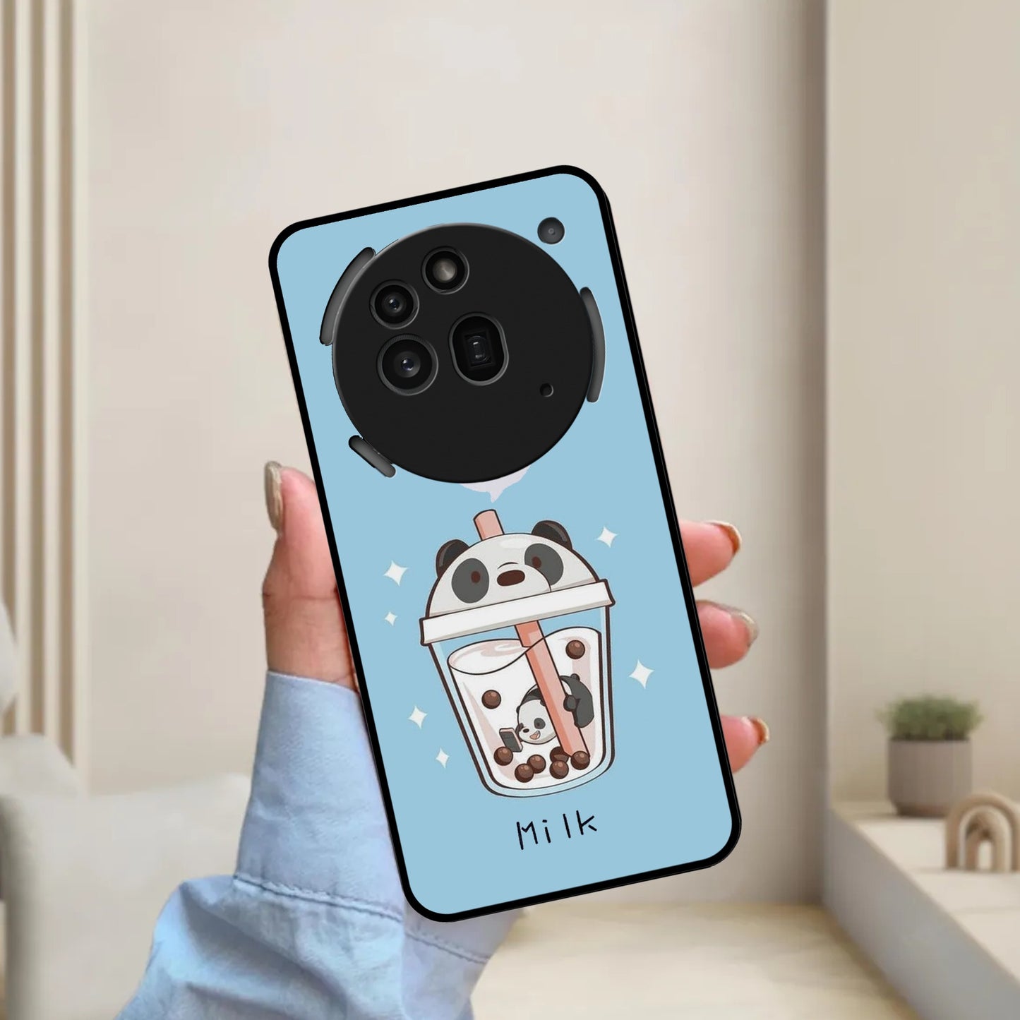 Cartoon Milk Tea We Bare Bears Glossy Metal Case Cover For Nothing