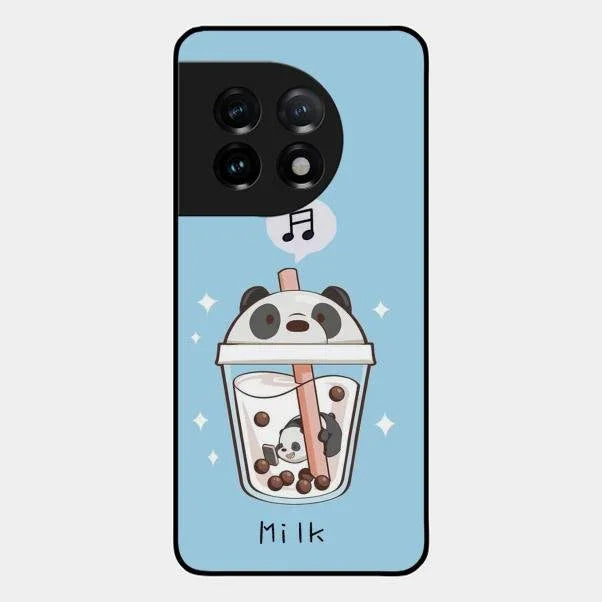 Cartoon Milk Tea We Bare Bears Glossy Metal Case Cover For Oneplus 11 5G