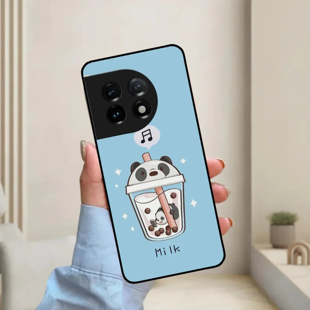 Cartoon Milk Tea We Bare Bears Glossy Metal Case Cover For OnePlus - ShopOnCliQ