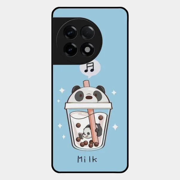 Cartoon Milk Tea We Bare Bears Glossy Metal Case Cover For Oneplus 11R 5G