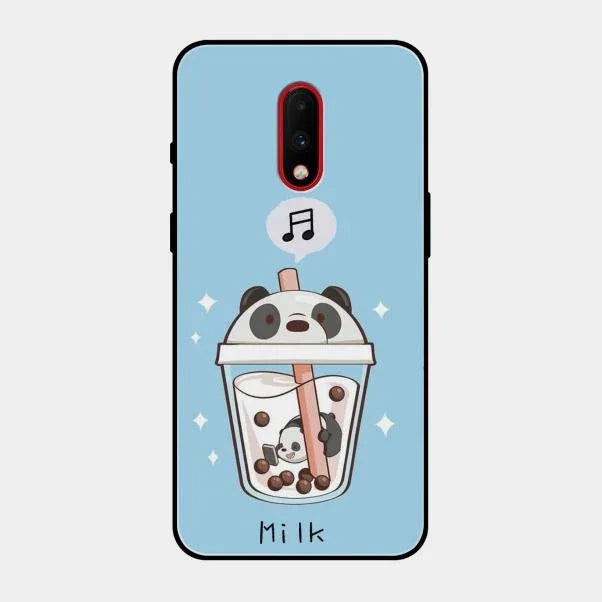 Cartoon Milk Tea We Bare Bears Glossy Metal Case Cover For Oneplus 7