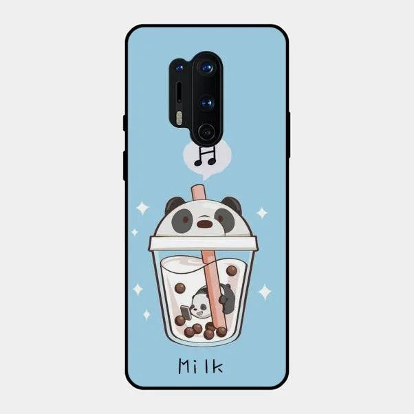 Cartoon Milk Tea We Bare Bears Glossy Metal Case Cover For Oneplus 8 Pro