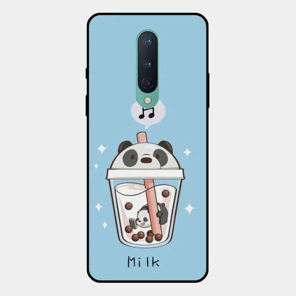 Cartoon Milk Tea We Bare Bears Glossy Metal Case Cover For Oneplus 8