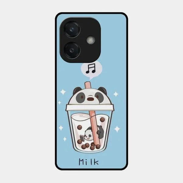 Cartoon Milk Tea We Bare Bears Glossy Metal Case Cover For Oppo A3X 5G