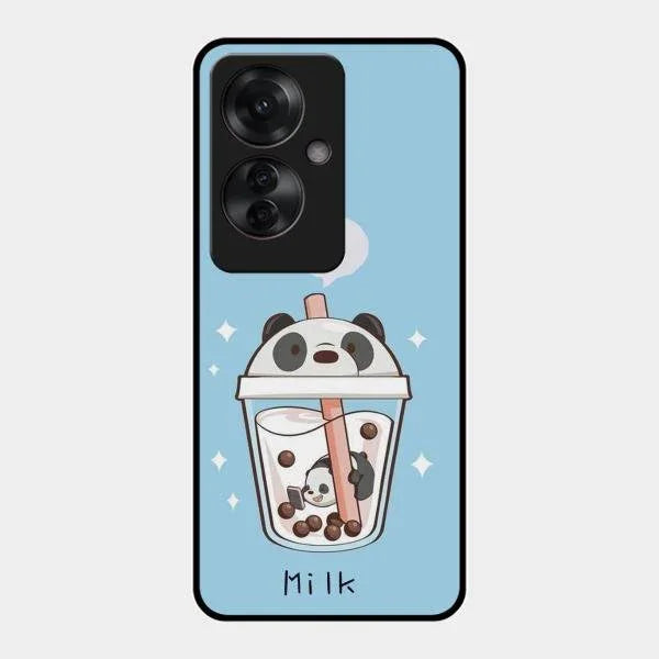 Cartoon Milk Tea We Bare Bears Glossy Metal Case Cover For Oppo F25 Pro 5G