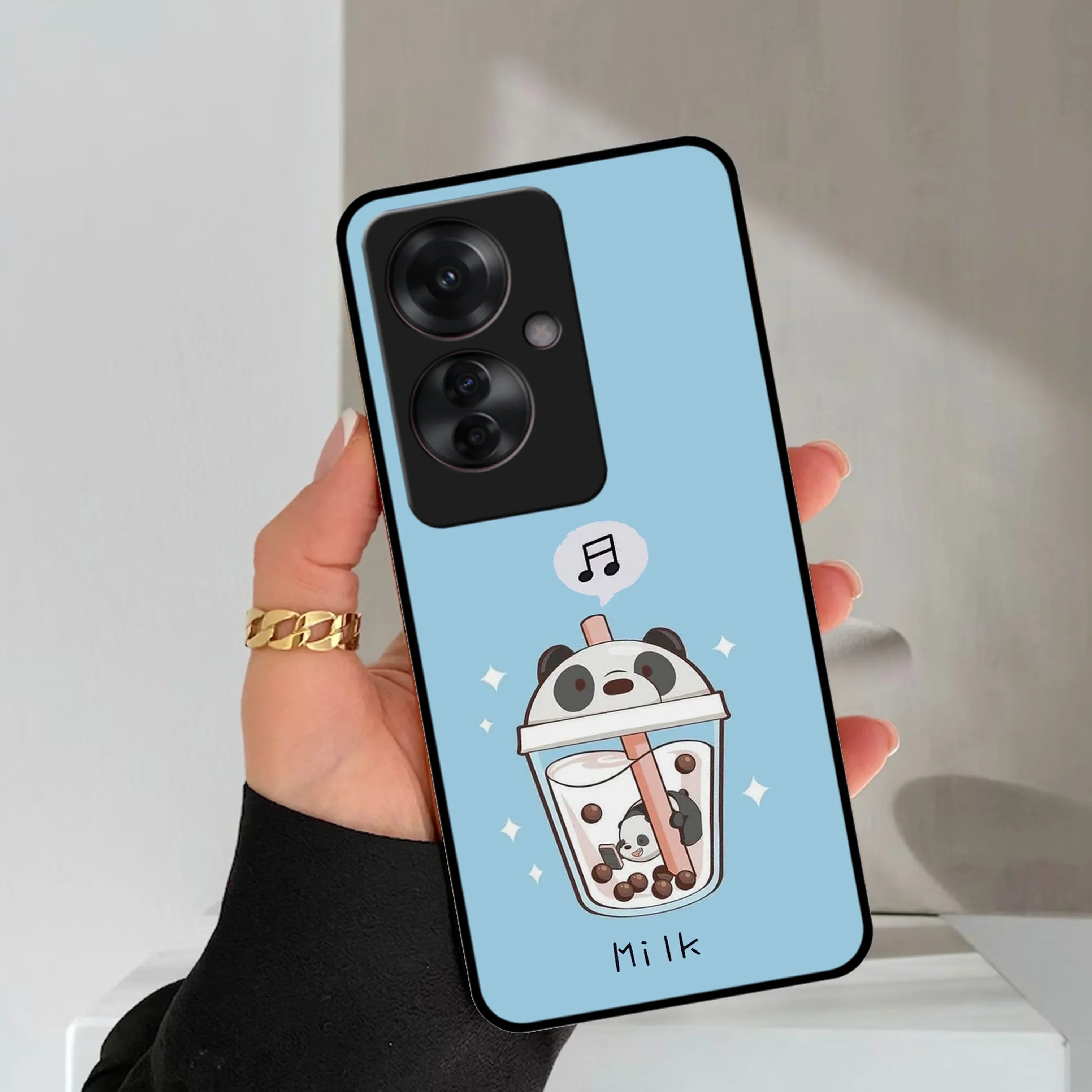 Cartoon Milk Tea We Bare Bears Glossy Metal Case Cover For Oppo - ShopOnCliQ