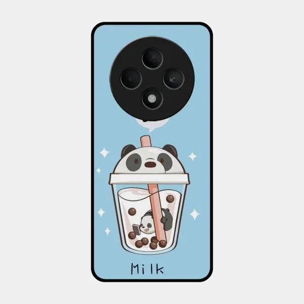 Cartoon Milk Tea We Bare Bears Glossy Metal Case Cover For Oppo F27 5G