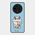 Cartoon Milk Tea We Bare Bears Glossy Metal Case Cover For Oppo F27 Pro Plus 5G