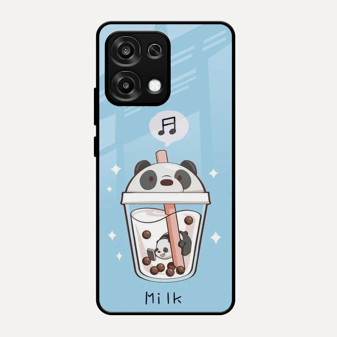 Cartoon Milk Tea We Bare Bears Glossy Metal Case Cover For Oppo F31 5G