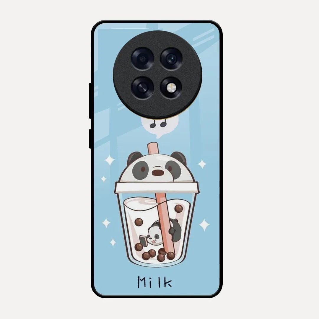 Cartoon Milk Tea We Bare Bears Glossy Metal Case Cover For Oppo F31 Pro Plus 5G