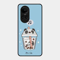 Cartoon Milk Tea We Bare Bears Glossy Metal Case Cover For Oppo Reno 10 5G