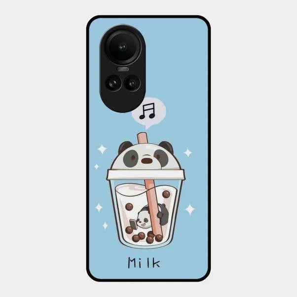 Cartoon Milk Tea We Bare Bears Glossy Metal Case Cover For Oppo Reno 10 Pro 5G
