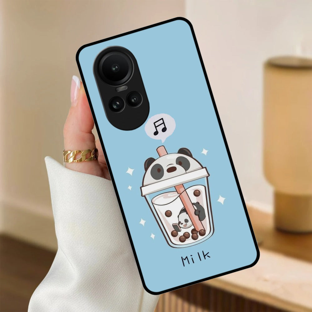 Cartoon Milk Tea We Bare Bears Glossy Metal Case Cover For Oppo