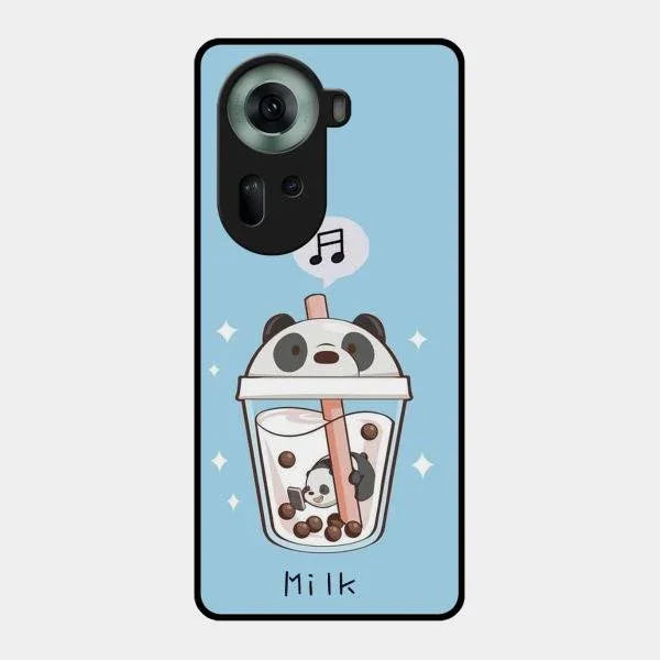Cartoon Milk Tea We Bare Bears Glossy Metal Case Cover For Oppo Reno 11 5G