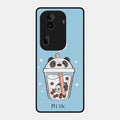 Cartoon Milk Tea We Bare Bears Glossy Metal Case Cover For Oppo Reno 11 Pro 5G