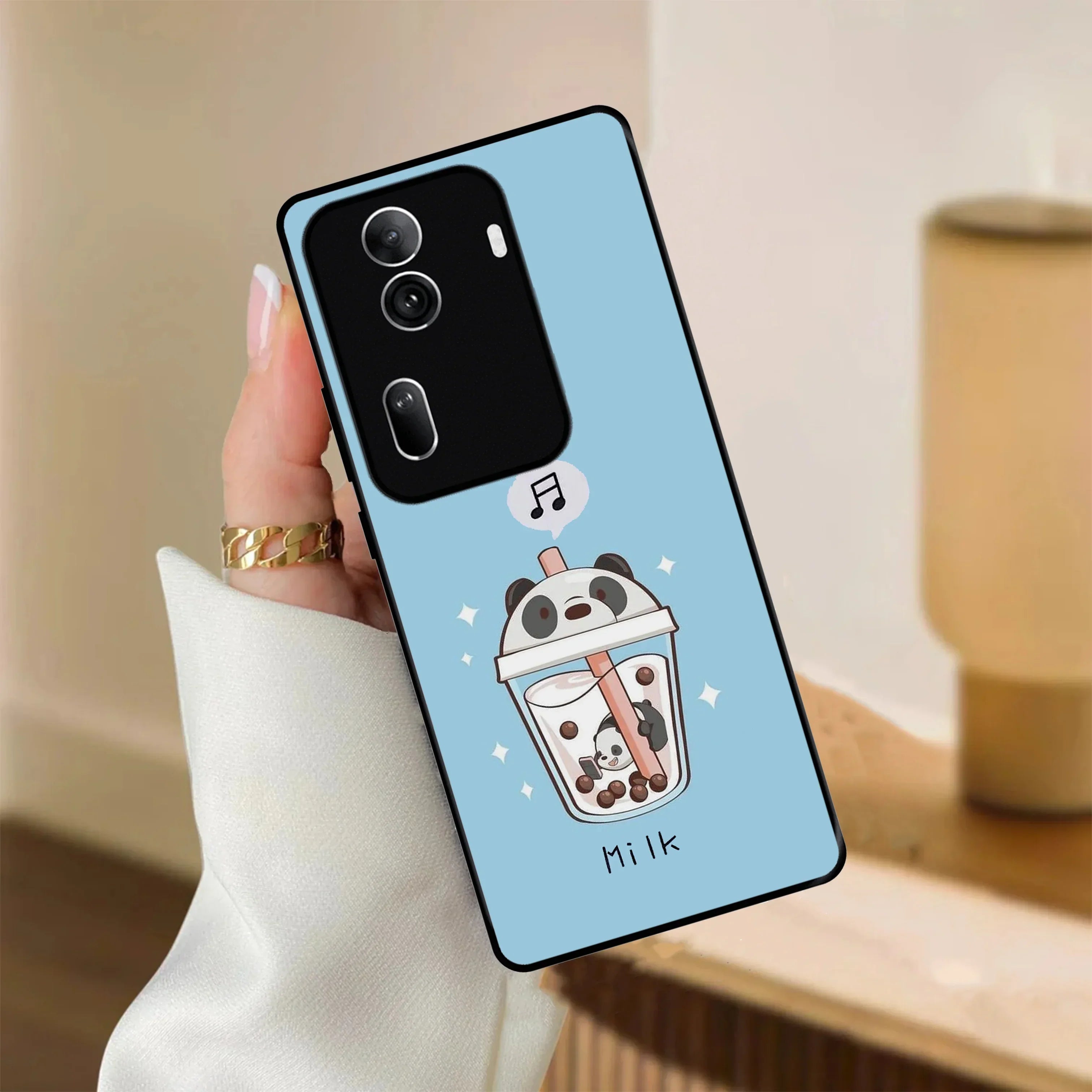 Cartoon Milk Tea We Bare Bears Glossy Metal Case Cover For Oppo - ShopOnCliQ
