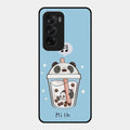 Cartoon Milk Tea We Bare Bears Glossy Metal Case Cover For Oppo Reno 12 5G