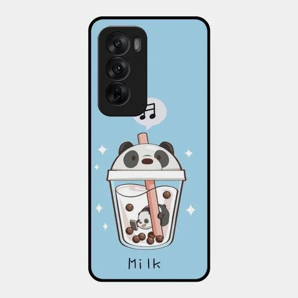 Cartoon Milk Tea We Bare Bears Glossy Metal Case Cover For Oppo Reno 12 5G