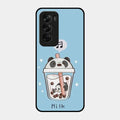 Cartoon Milk Tea We Bare Bears Glossy Metal Case Cover For Oppo Reno 12 Pro 5G