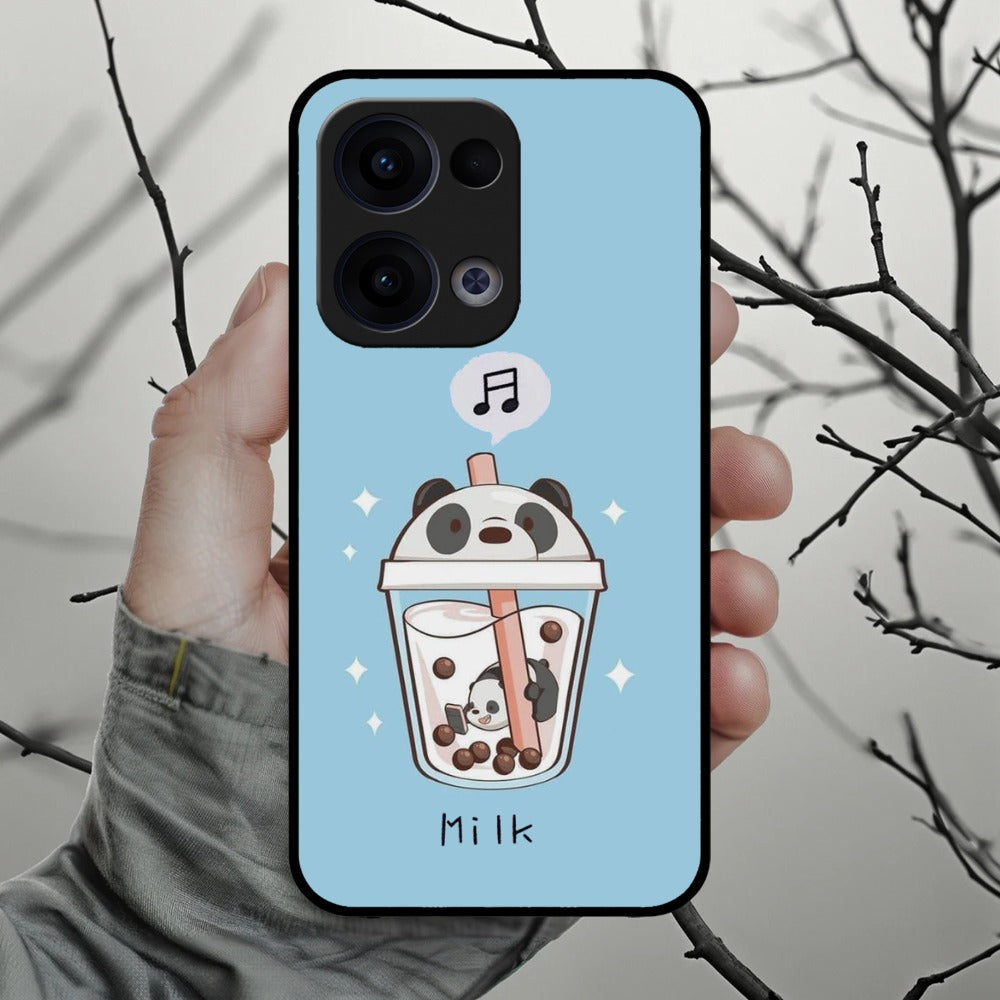 Cartoon Milk Tea We Bare Bears Glossy Metal Case Cover For Oppo