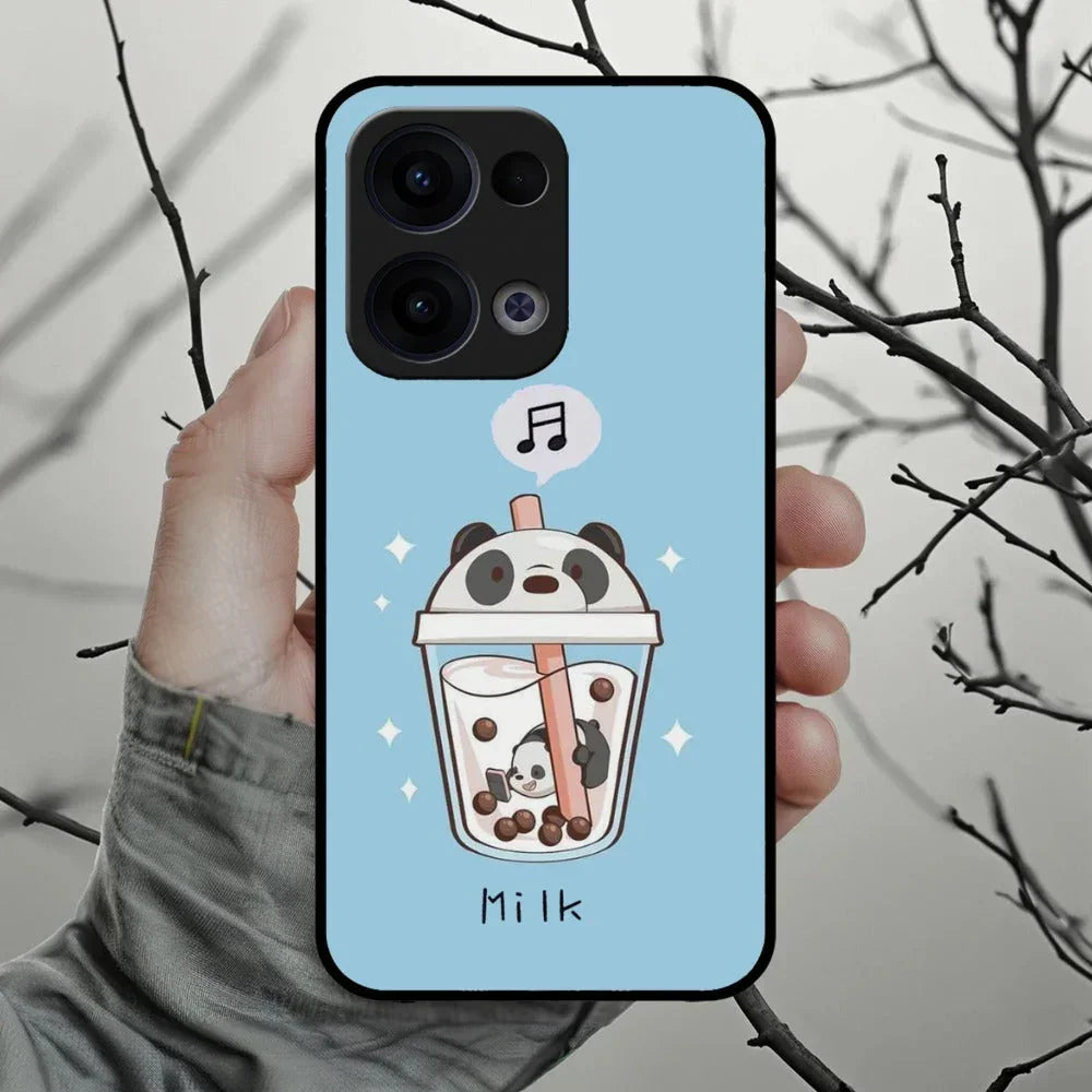 Cartoon Milk Tea We Bare Bears Glossy Metal Case Cover For Oppo - ShopOnCliQ