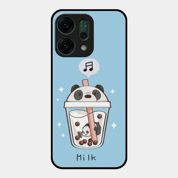 Cartoon Milk Tea We Bare Bears Glossy Metal Case Cover For Oppo Reno 14 5G