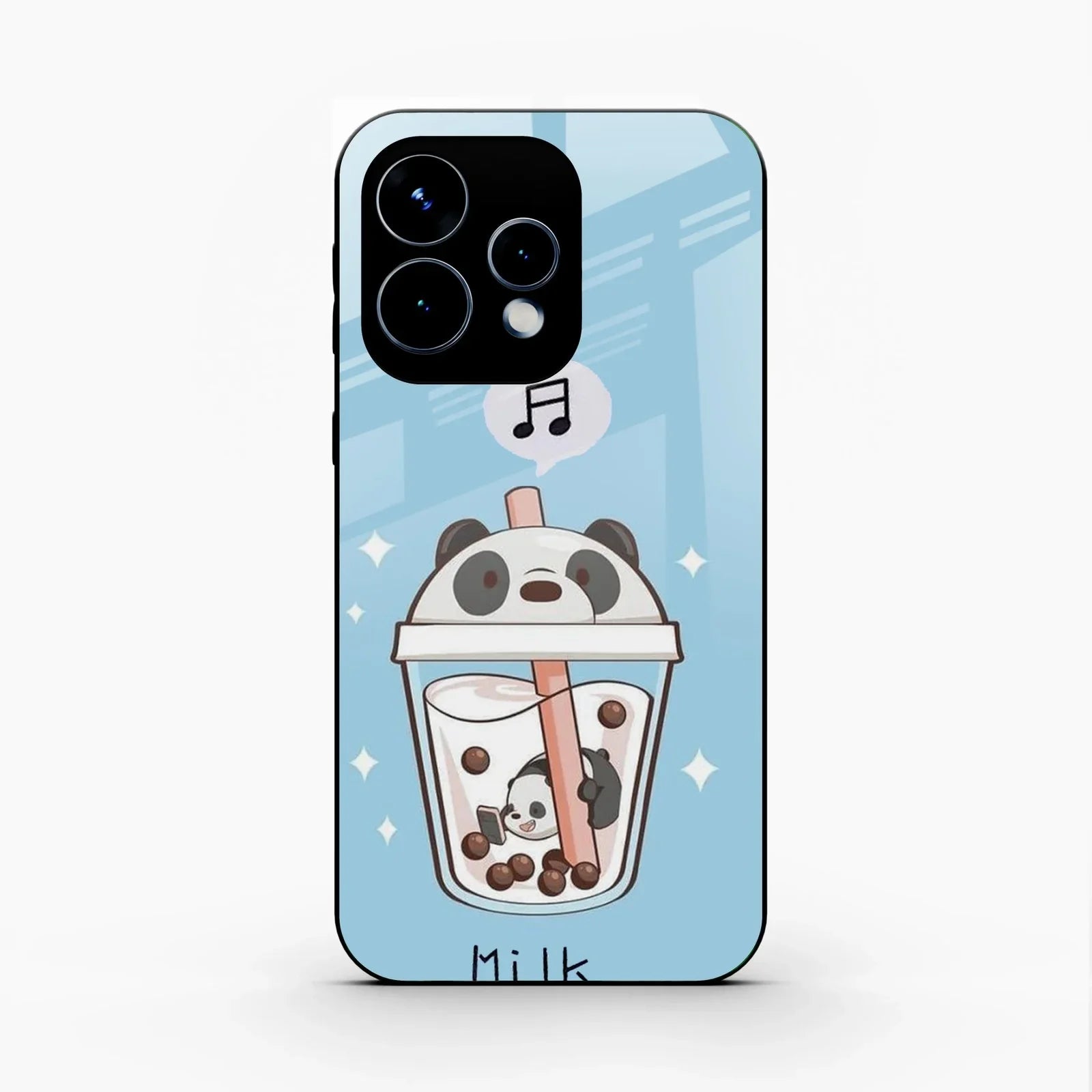 Cartoon Milk Tea We Bare Bears Glossy Metal Case Cover For Oppo Reno 15 5G