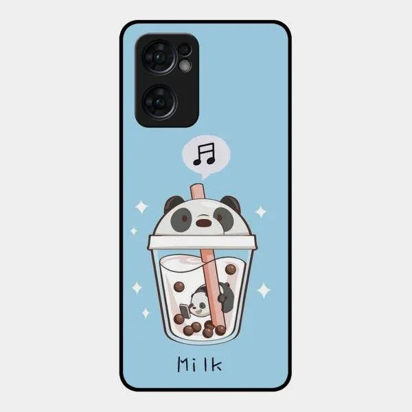 Cartoon Milk Tea We Bare Bears Glossy Metal Case Cover For Oppo Reno 7 5G