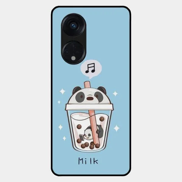 Cartoon Milk Tea We Bare Bears Glossy Metal Case Cover For Oppo Reno 8T 5G