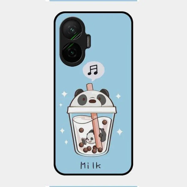 Cartoon Milk Tea We Bare Bears Glossy Metal Case Cover For Poco F7 5G