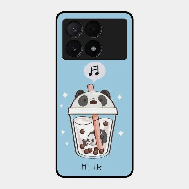 Cartoon Milk Tea We Bare Bears Glossy Metal Case Cover For Poco X6 Pro 5G