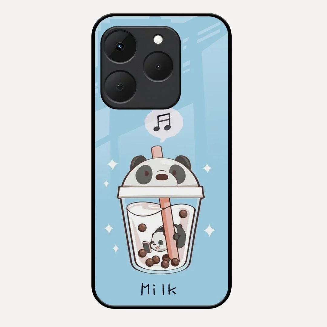 Cartoon Milk Tea We Bare Bears Glossy Metal Case Cover For Realme 15T 5G