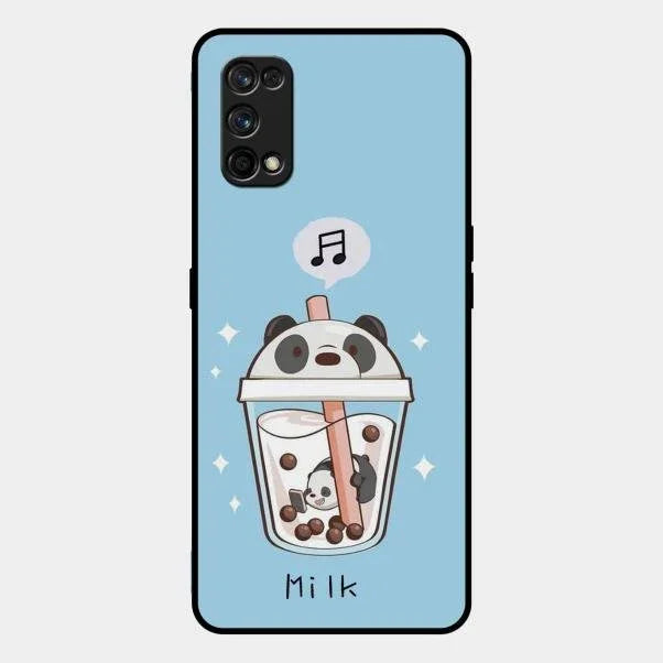 Cartoon Milk Tea We Bare Bears Glossy Metal Case Cover For Realme 7 Pro
