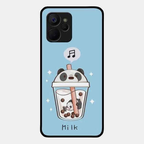 Cartoon Milk Tea We Bare Bears Glossy Metal Case Cover For Realme 9I 5G