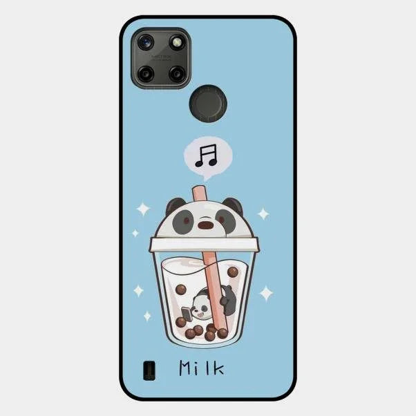 Cartoon Milk Tea We Bare Bears Glossy Metal Case Cover For Realme C25Y