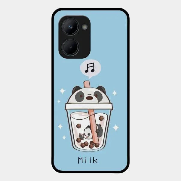 Cartoon Milk Tea We Bare Bears Glossy Metal Case Cover For Realme C33 2023