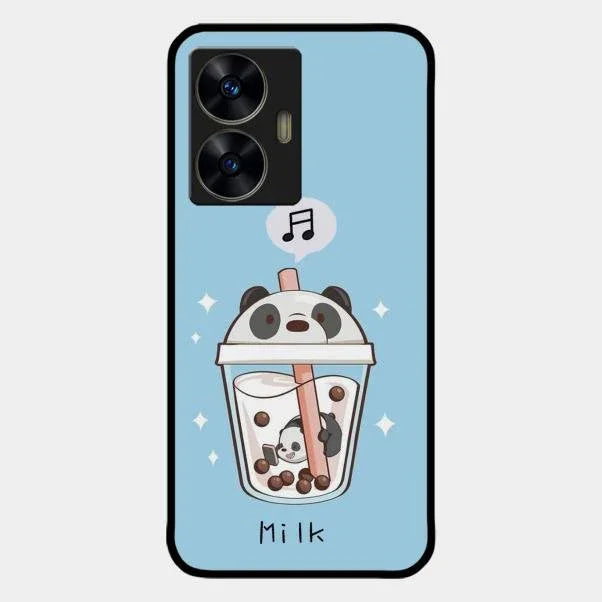 Cartoon Milk Tea We Bare Bears Glossy Metal Case Cover For Realme C55