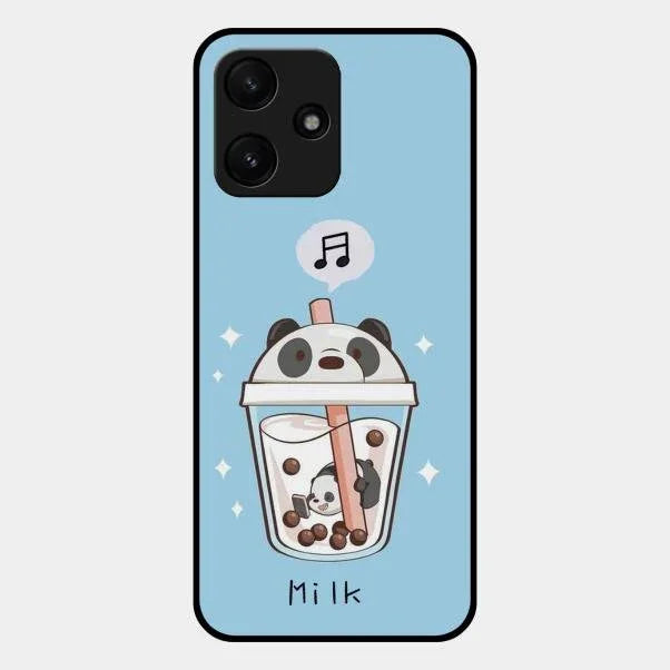 Cartoon Milk Tea We Bare Bears Glossy Metal Case Cover For Redmi 12 5G
